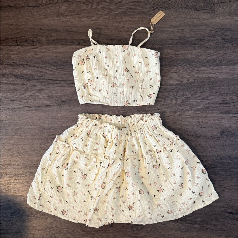 Floral Two-Piece Set in Cream